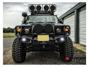 Toyota FJ Cruiser Stealth Front Winch Bumper Titan II Guard - Texture Black WARN M8000 Or 9.5xp